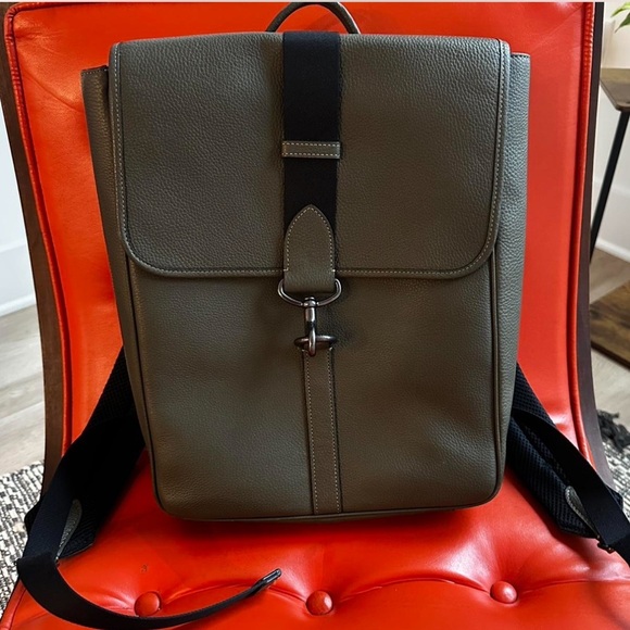 COACH Blaine Olive Green Leather Men's Backpack - Picture 8 of 10